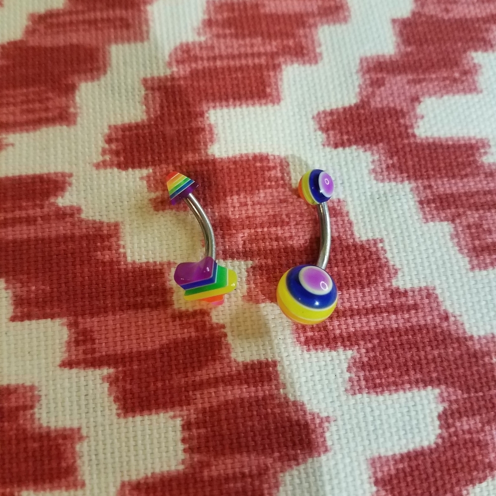 Rainbow star belly rings j338